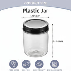 novelinks bocal plastique 8 oz couvercle noir assurant étanchéité