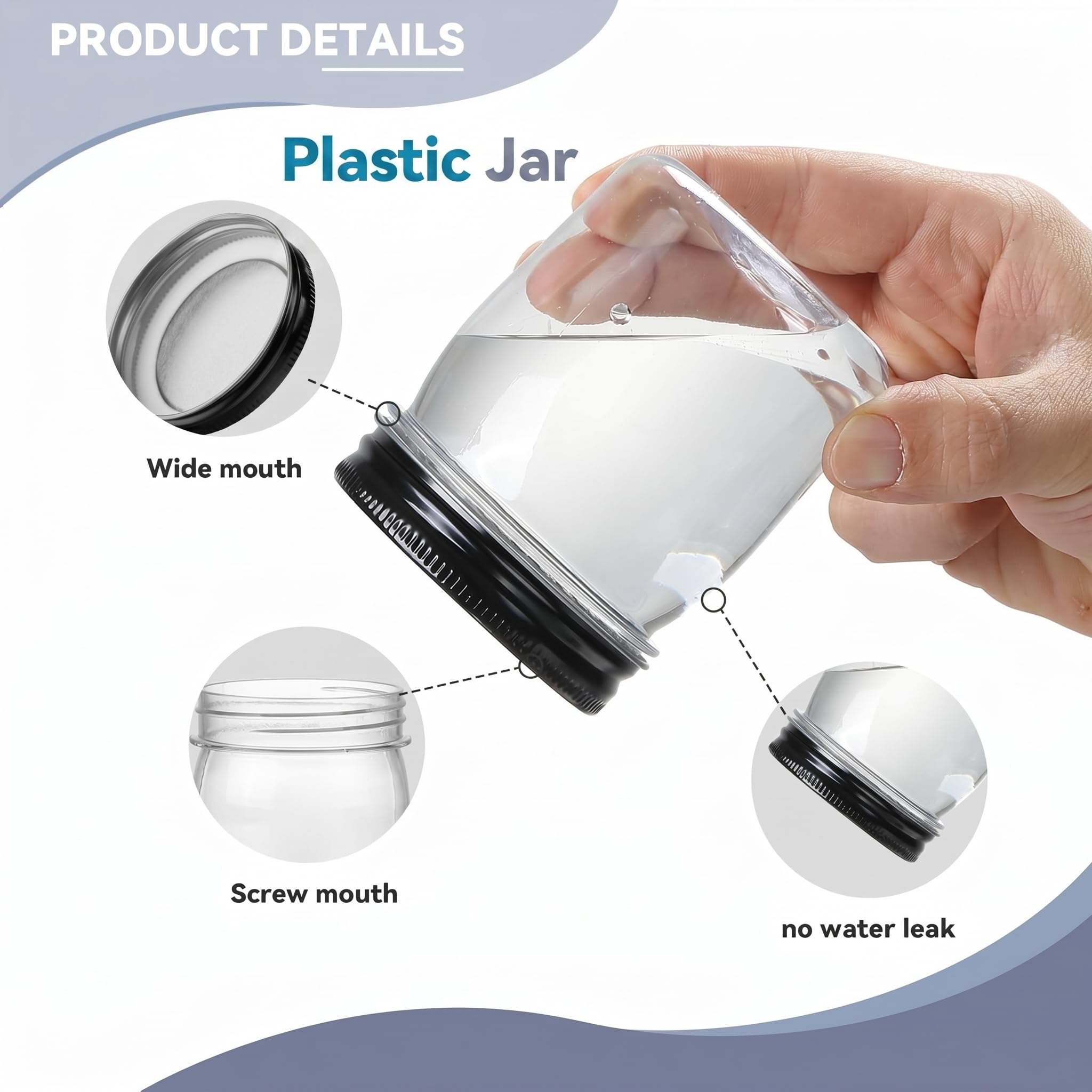 novelinks bocal plastique 8 oz ouvert contenant échantillon pratique