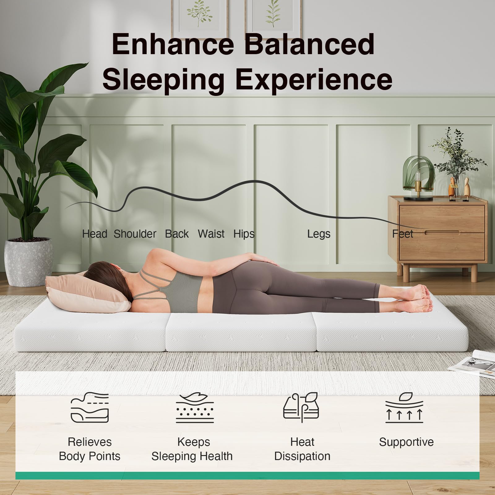 Novilla matelas plié facile à transporter pour rangement compact en voyage