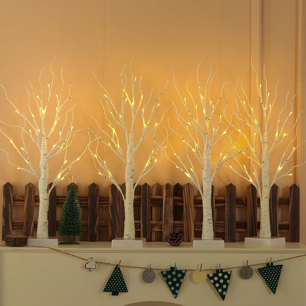 NOWSTO arbre bouleau 61 cm face montrant design naturel et luminosité chaleureuse