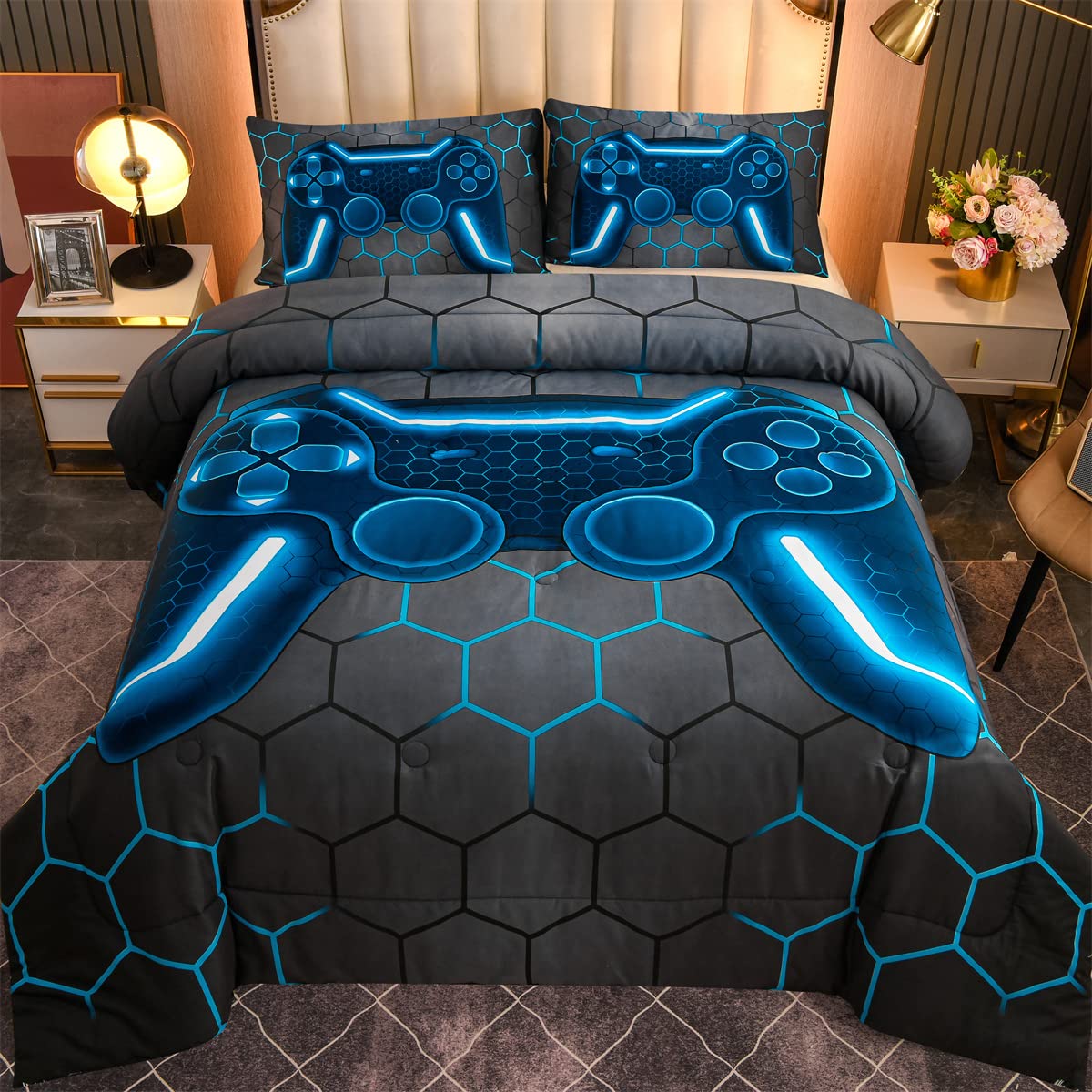 NTBED couette vue devant montrant motif console et confort décoratif