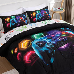 NTBED couette posée sur lit thème espace créant ambiance ludique