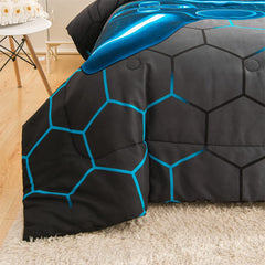 ntbed motif console géométrique gros plan couleur bleue déco moderne