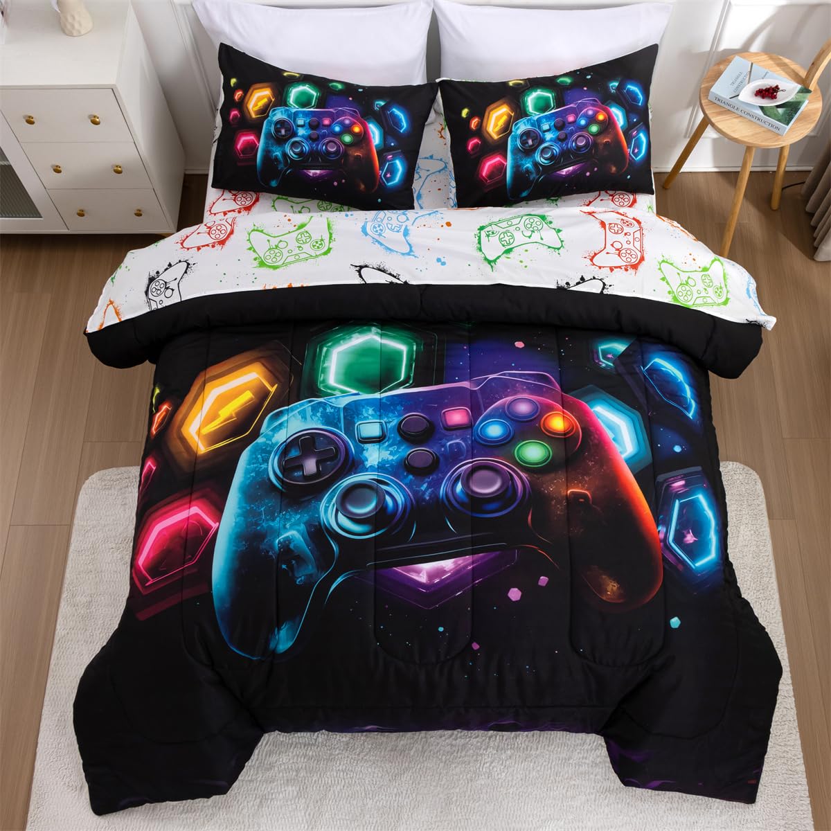 NTBED face emballage console de jeu montrant motif et couleurs vives