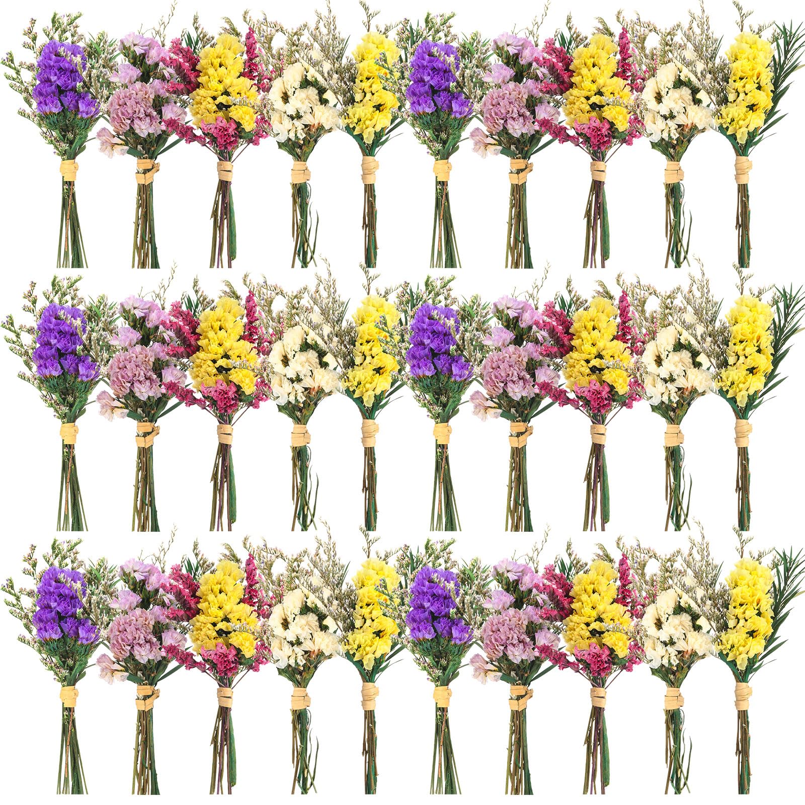 Nuanchu lot de 30 mini bouquets séchés présentés en ensemble pour décoration