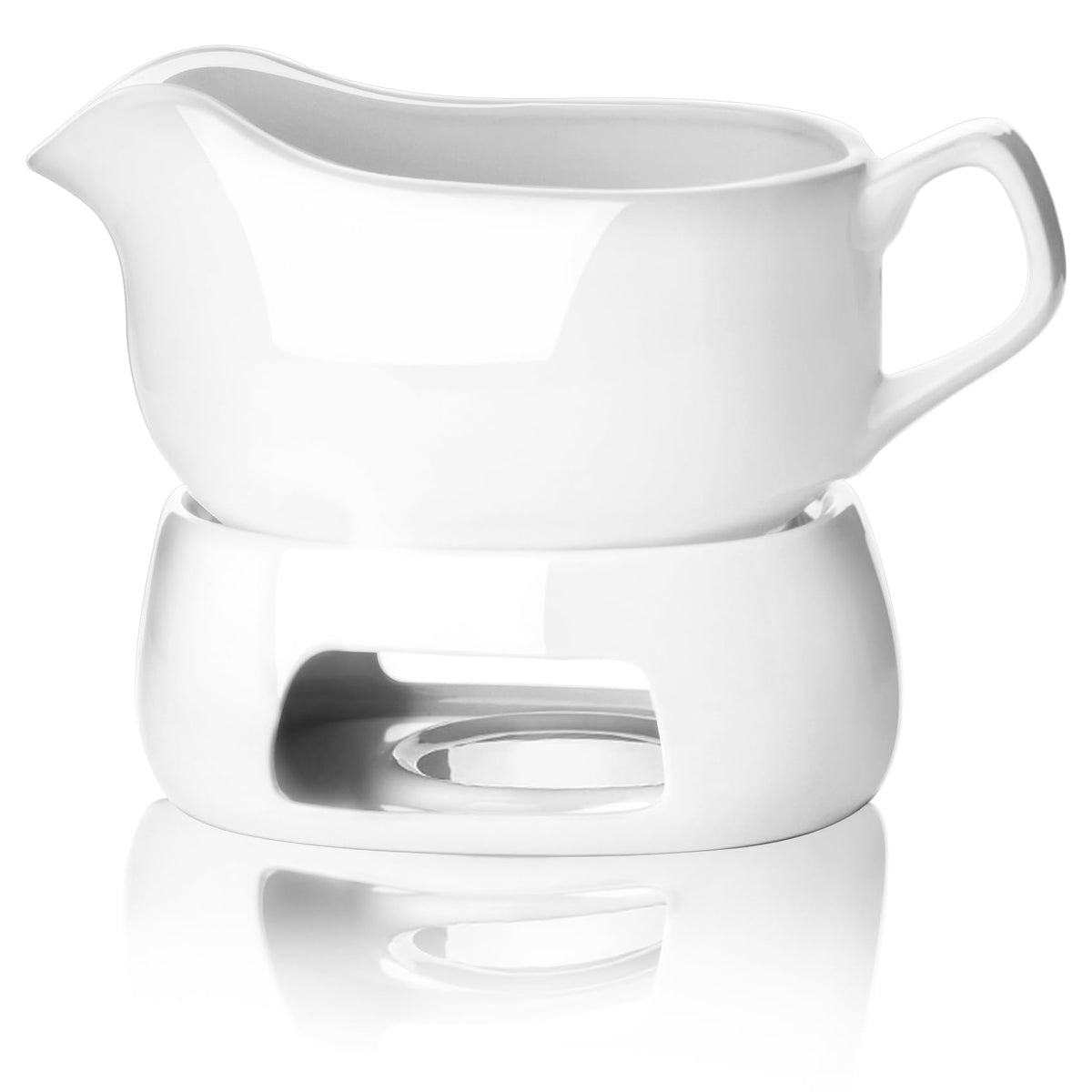 Nucookery vue avant de la saucière porcelaine élégante, facilite le service propre