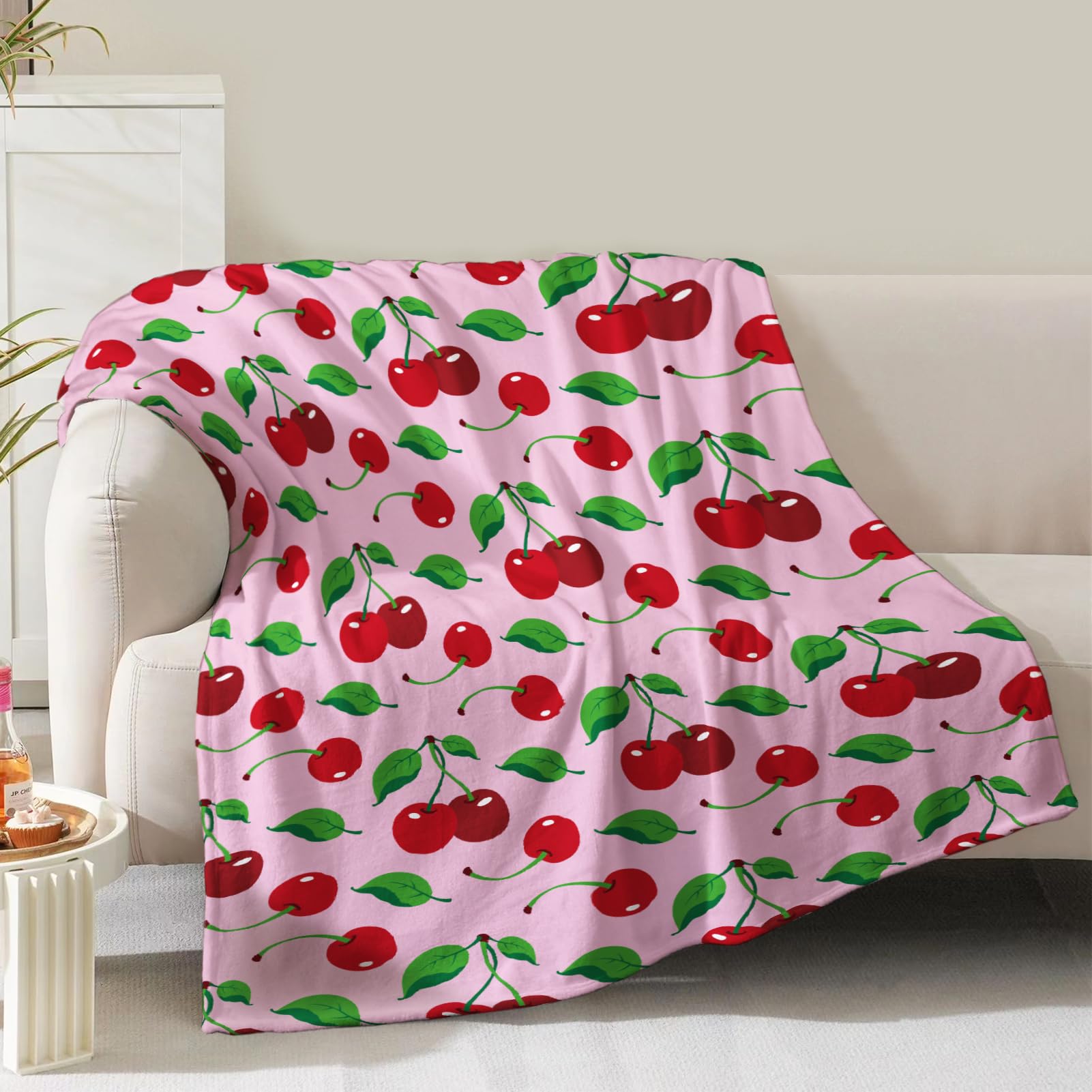 NuKuNsKf plaid cerises face avant, motif joyeux et décoratif