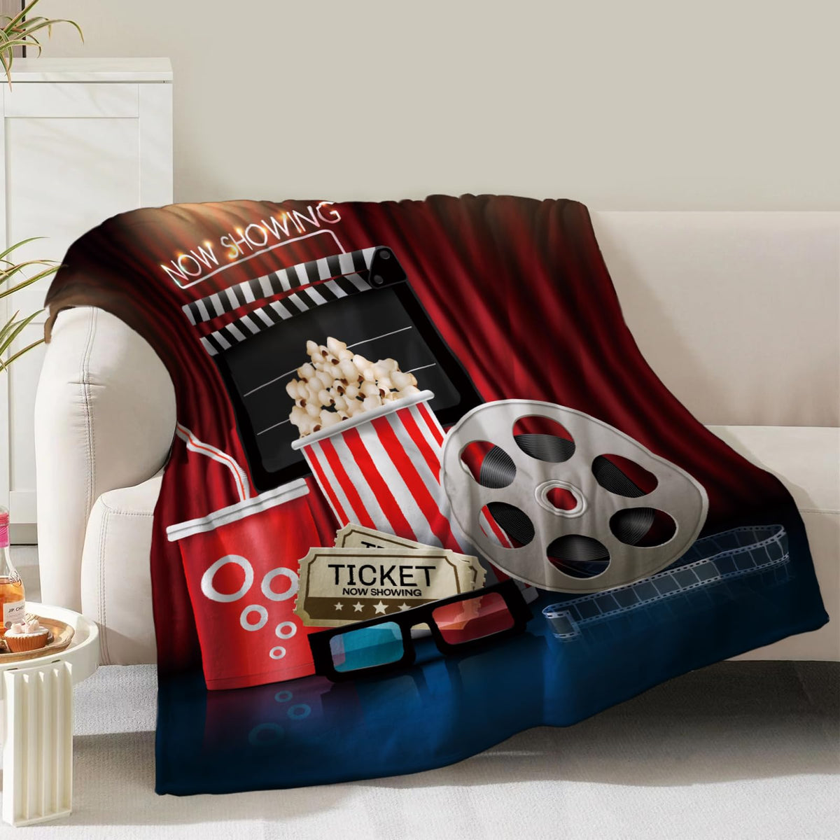NuKuNsKf plaid face avant motif cinéma, apporte ambiance cosy
