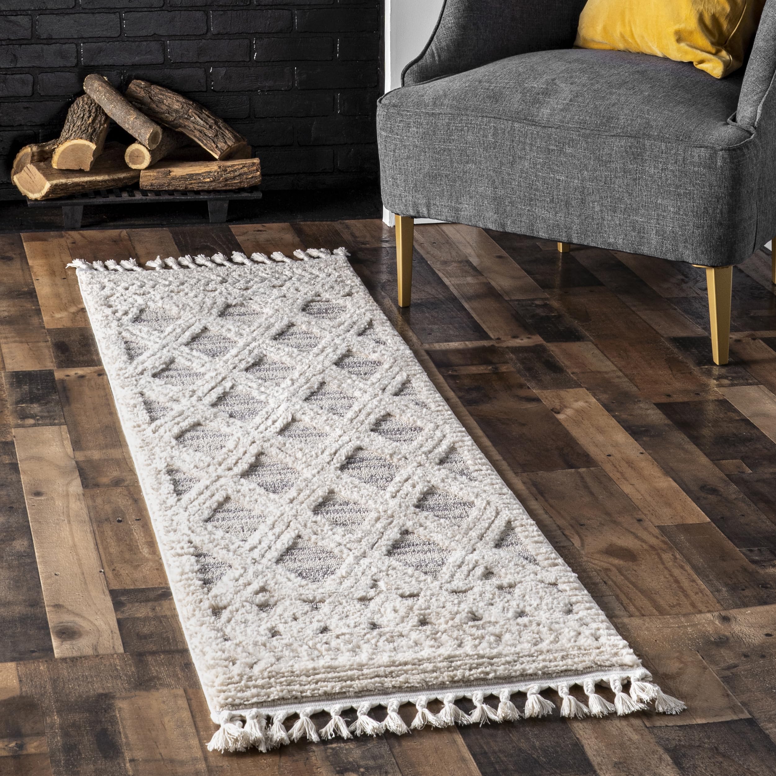 nuLOOM Ansley vue frontale du runner montrant motif Trellis et finition