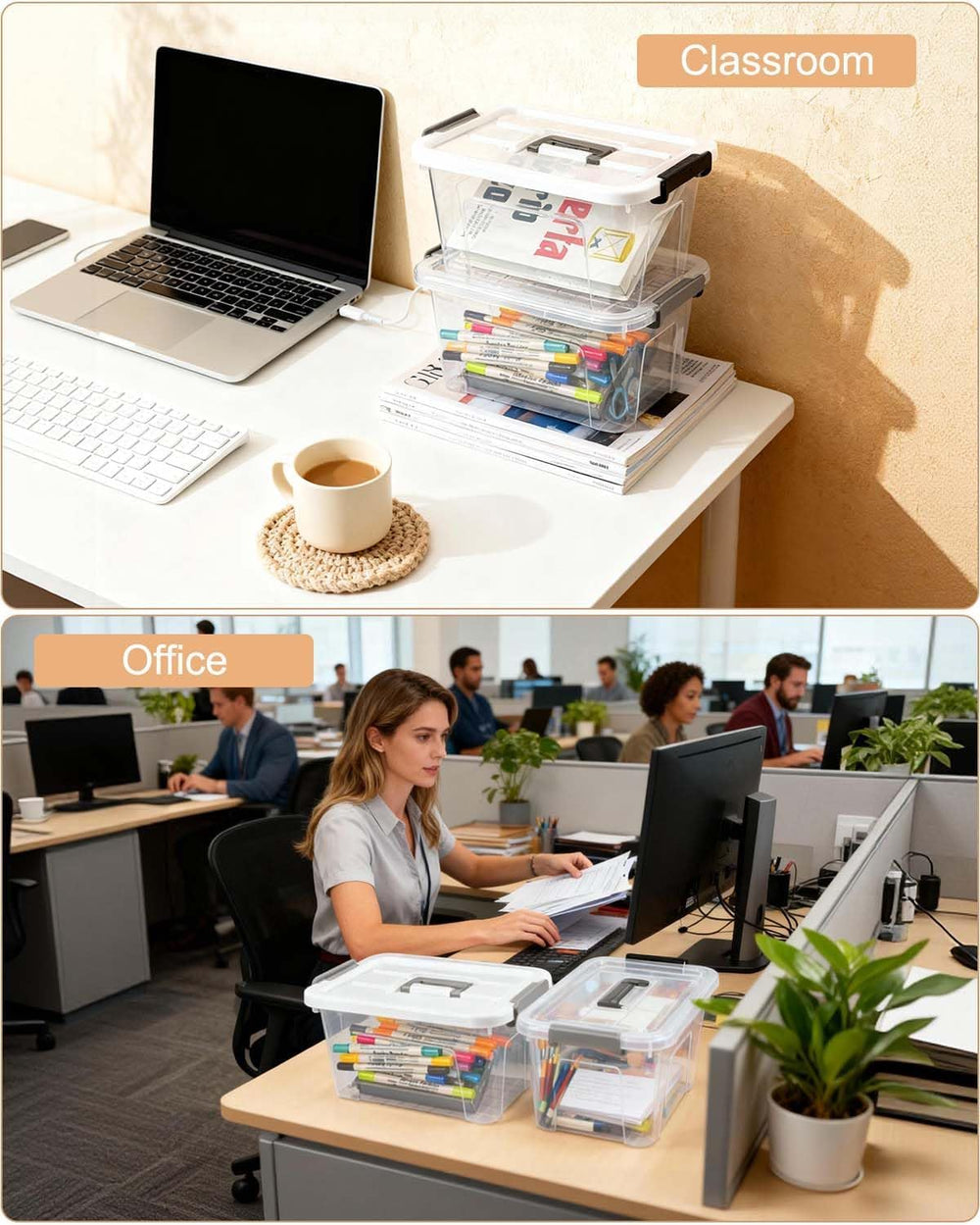 NUMIFUN bac transparent rempli d'accessoires, repérage rapide du contenu