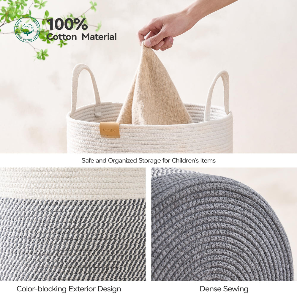 Nunsino panier à côté d'un objet pour comparaison d'échelle montrant volume 95L