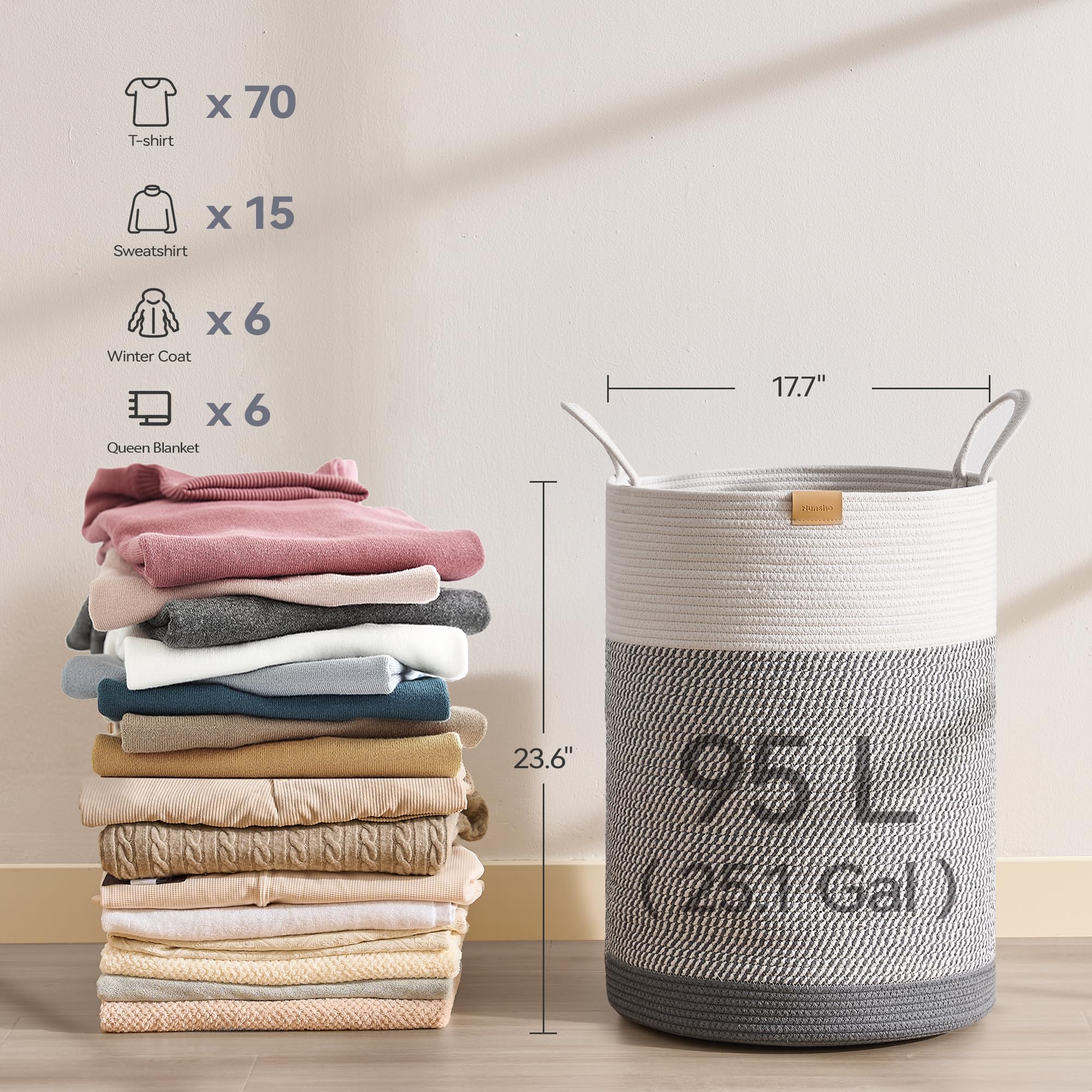 Nunsino panier en situation dans une chambre montrant usage décoratif et rangement
