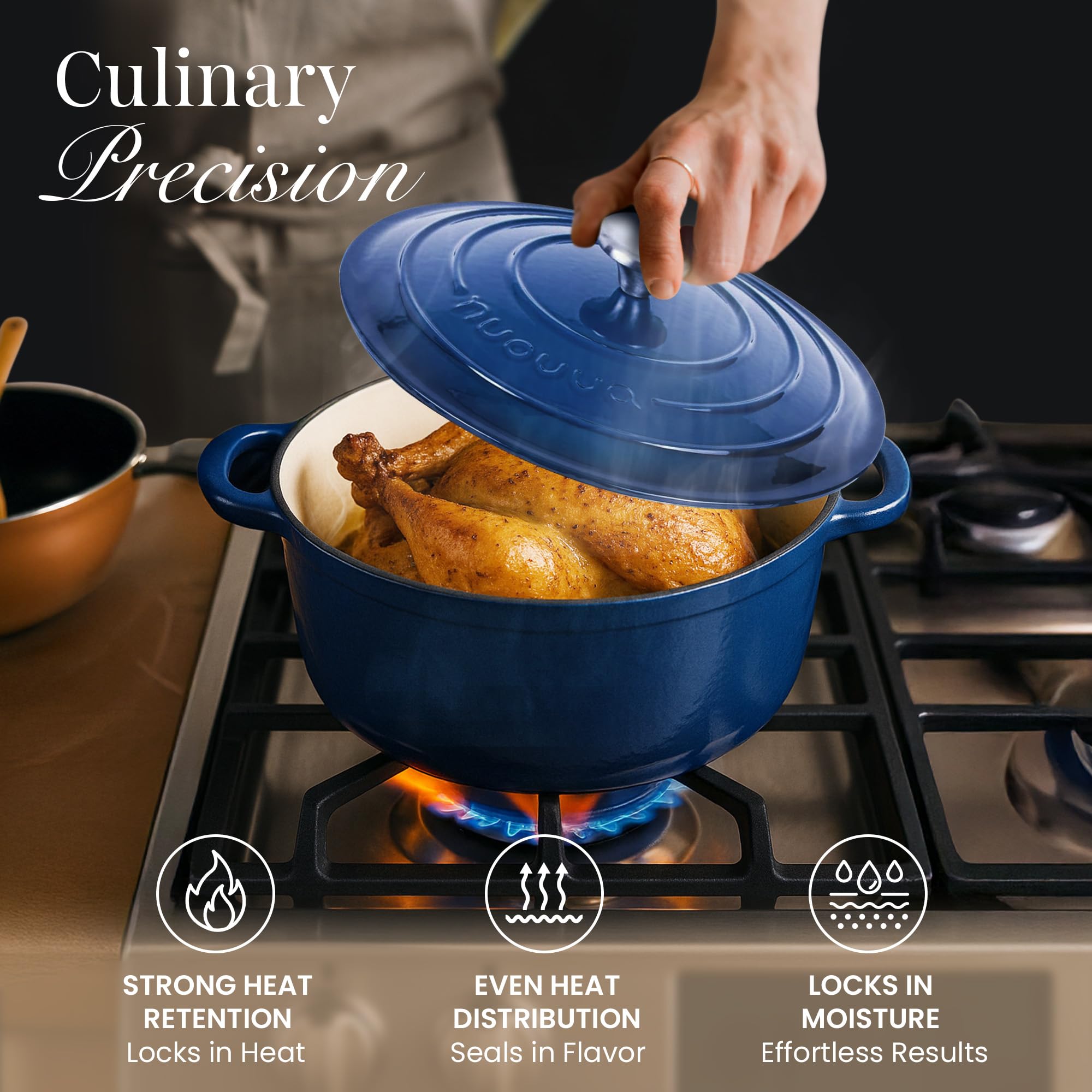 nuovva cocotte comparaison taille montrant échelle et contenance 7,3 L
