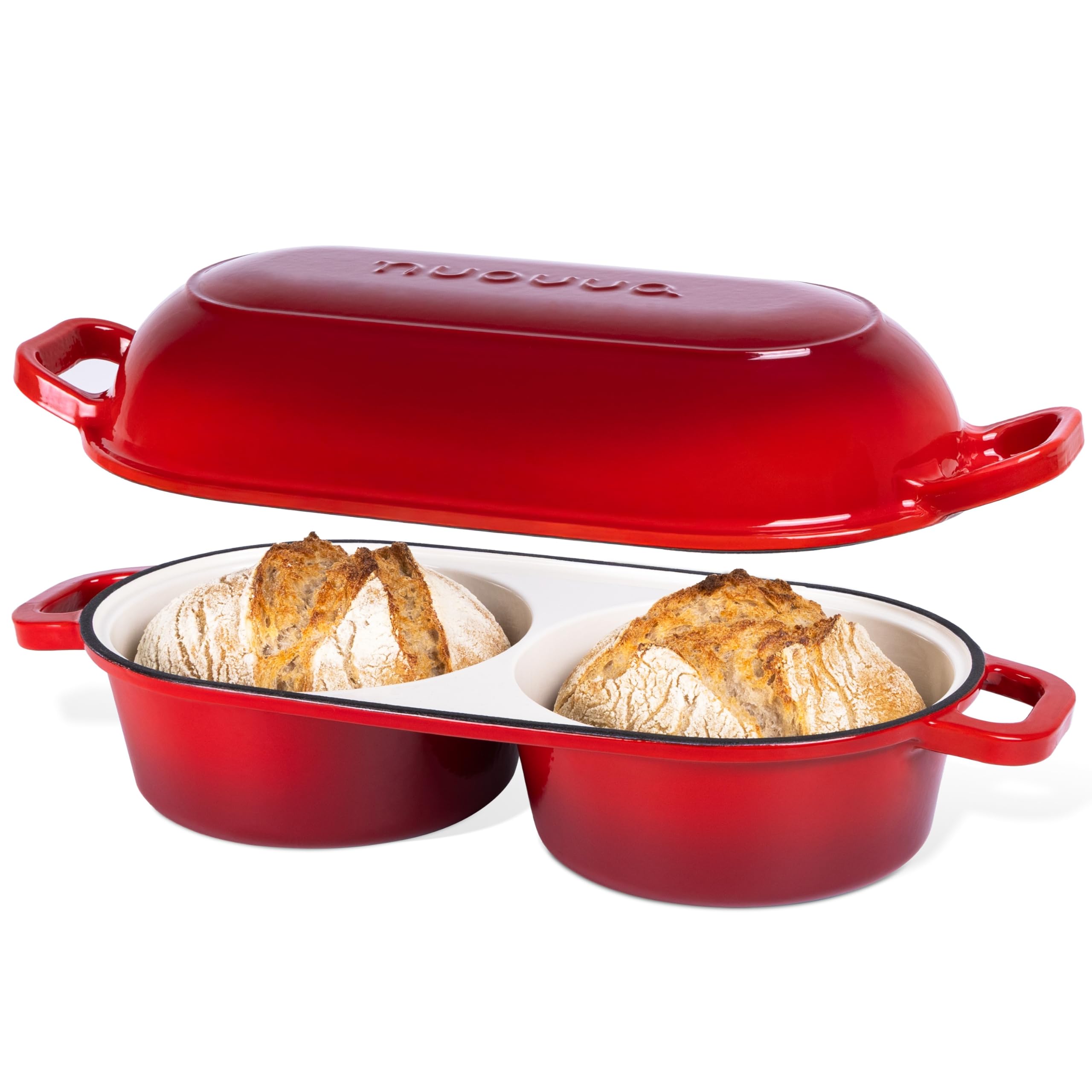 nuovva cocotte double vue avant rouge montrant design pratique et gain de temps