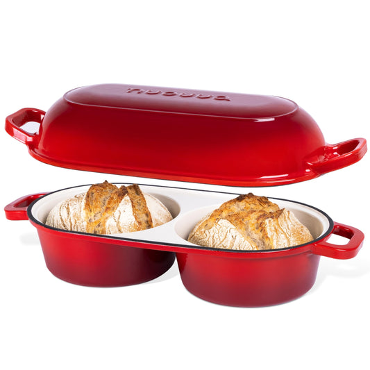 nuovva cocotte double vue avant rouge montrant design pratique et gain de temps