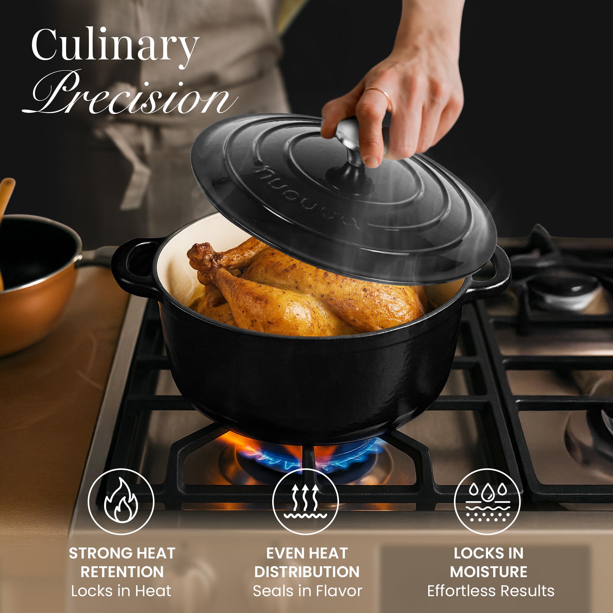 nuovva cocotte présentée sur table dressée, design attrayant pour recevoir