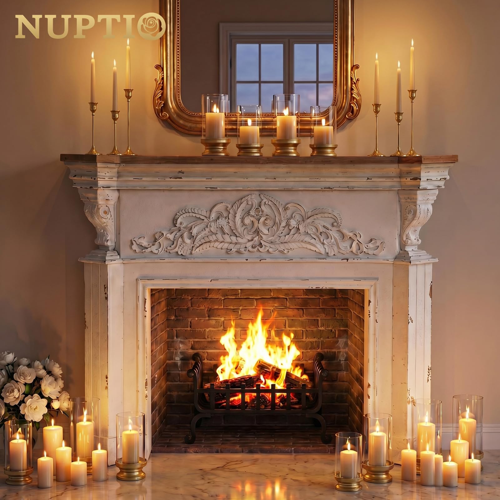 NUPTIO détail socle métal mat doré, collecte la cire et stabilité