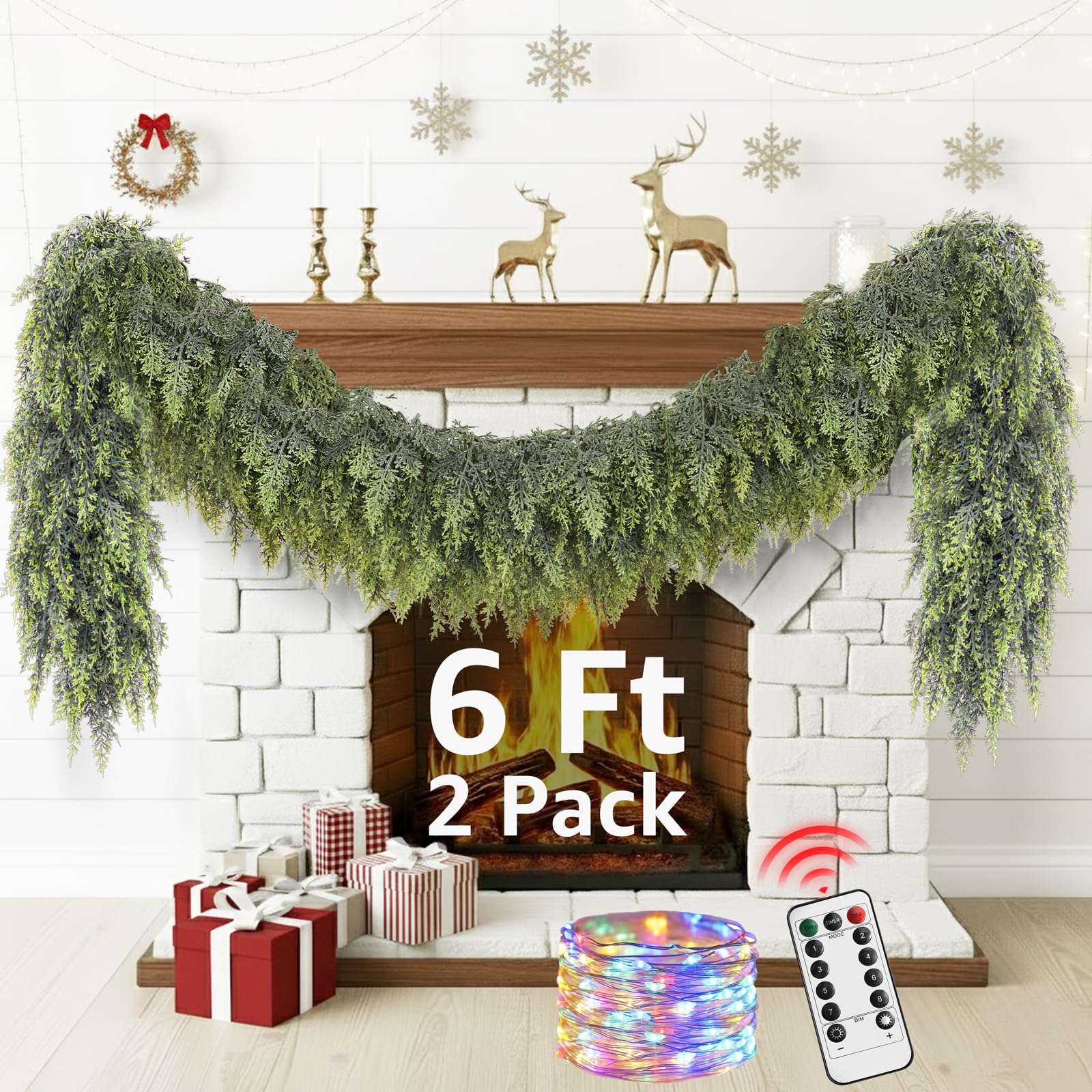 NUTIKAS guirlande cèdre pleine vue frontale apportant chaleur festive