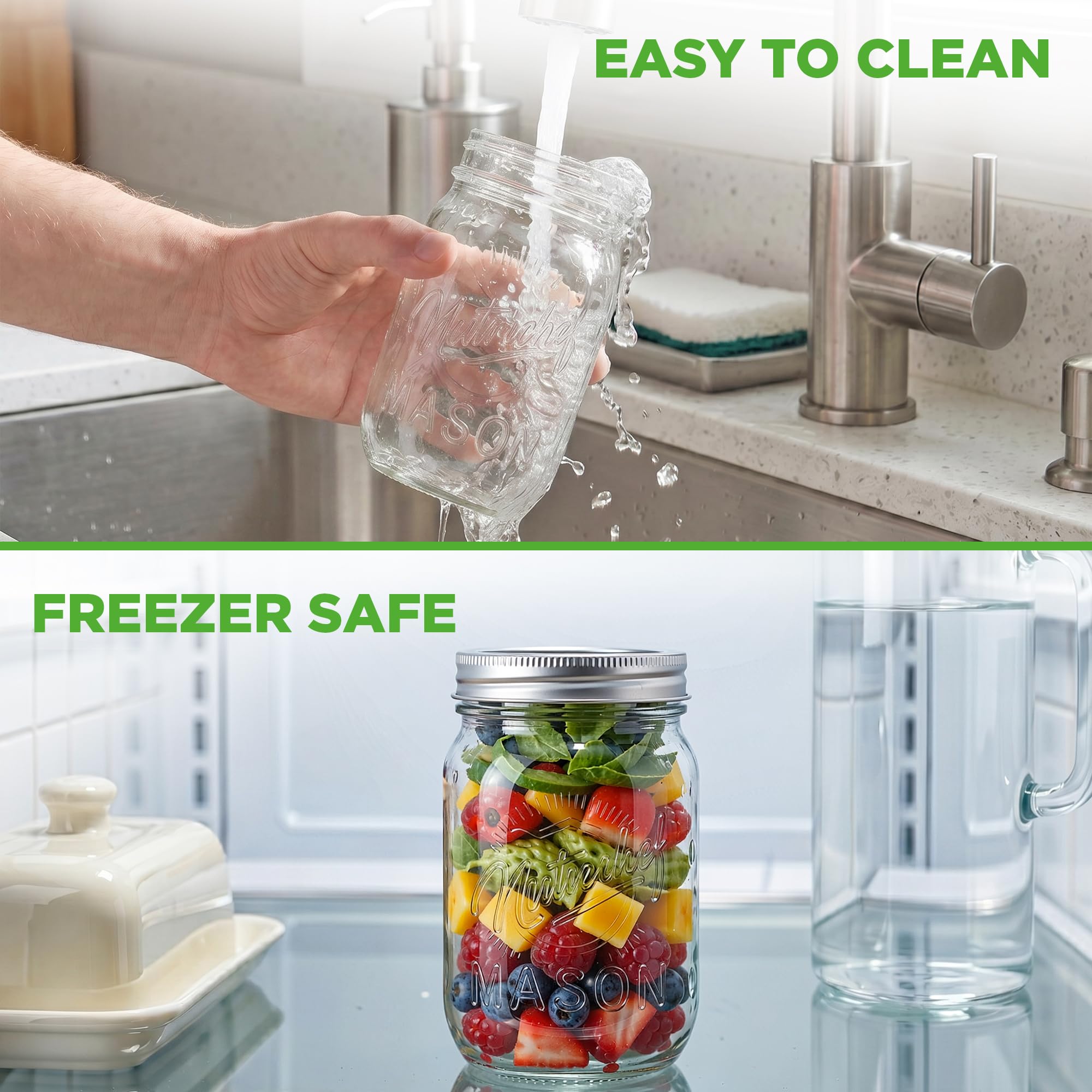 NutriChef bocal à l'échelle main montrant capacité 16 oz pratique
