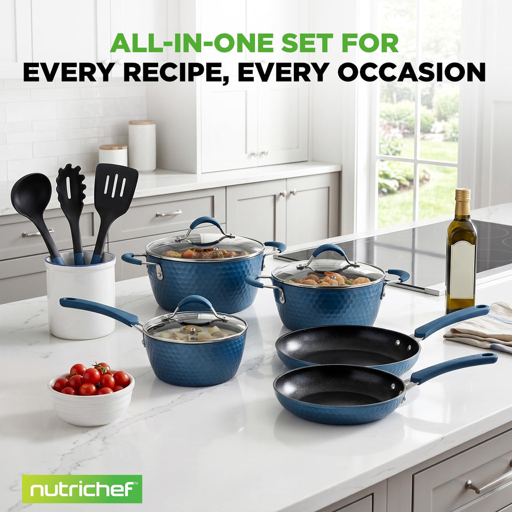 NutriChef comparaison taille montrant proportions des casseroles et poêles pratiques