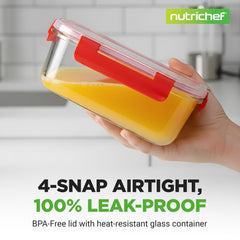 NutriChef contenants en usage avec salade et repas, transport sans fuite