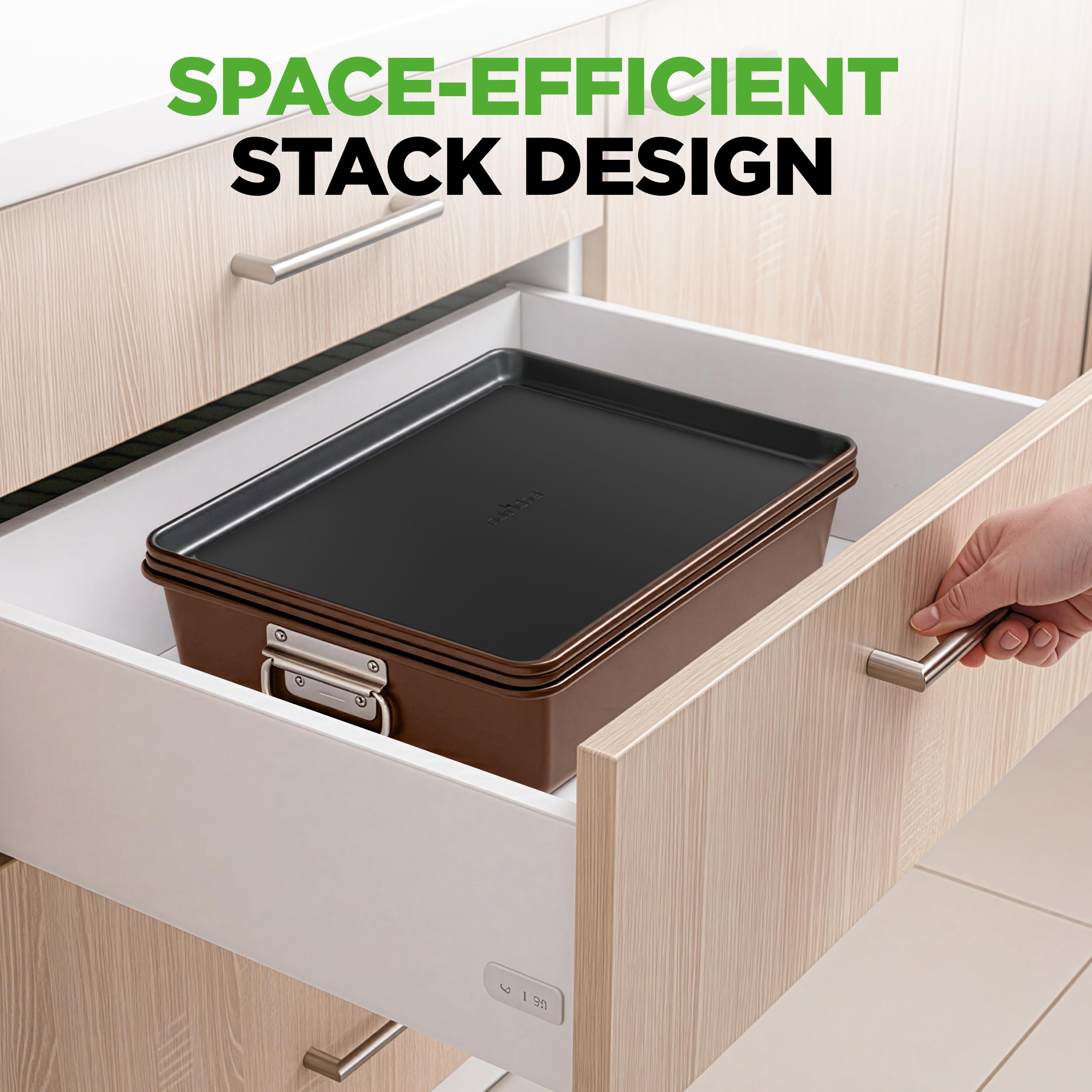 NutriChef pièces empilables illustrant rangement compact et pratique