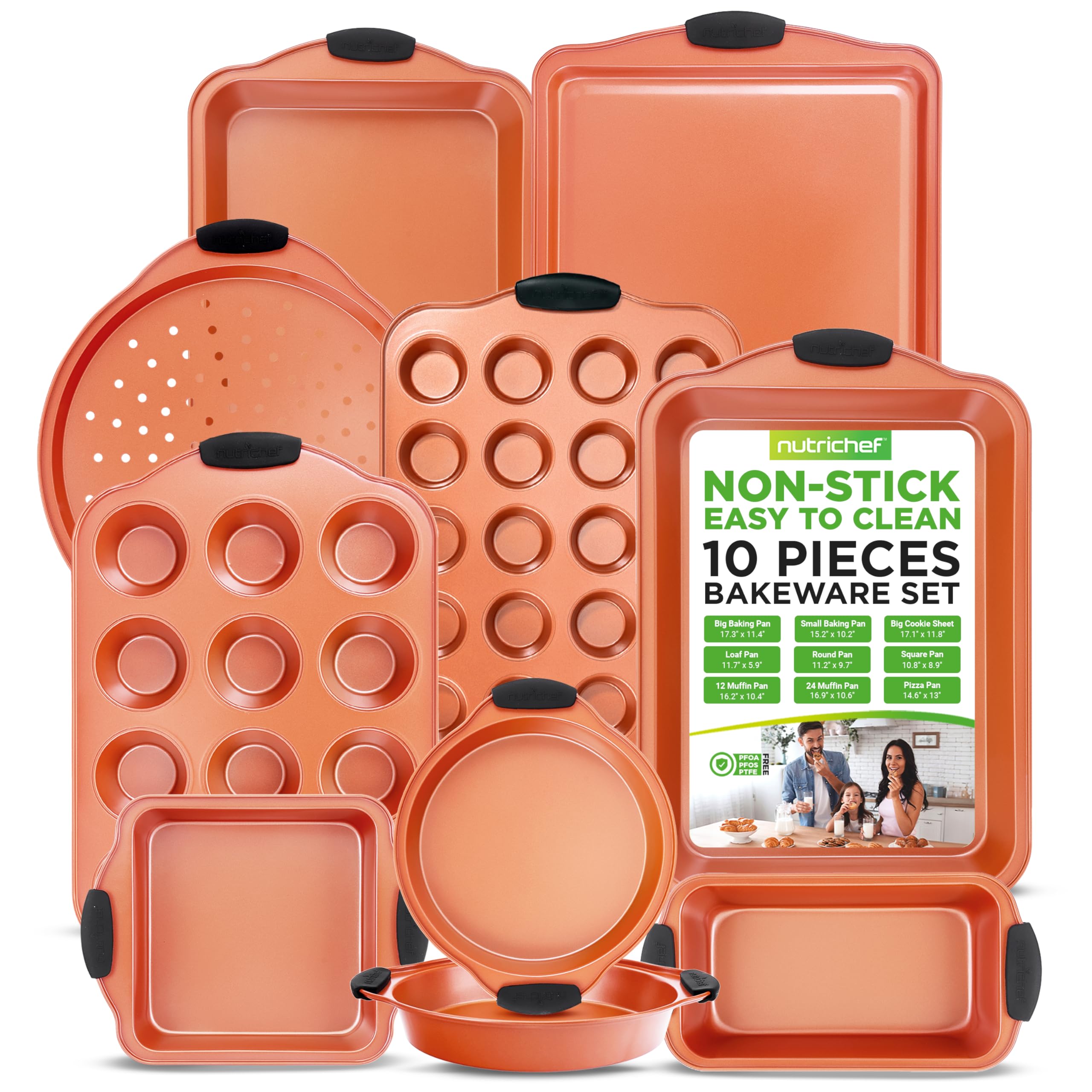 NutriChef vue avant du coffret 10 pièces pour cuisson polyvalente