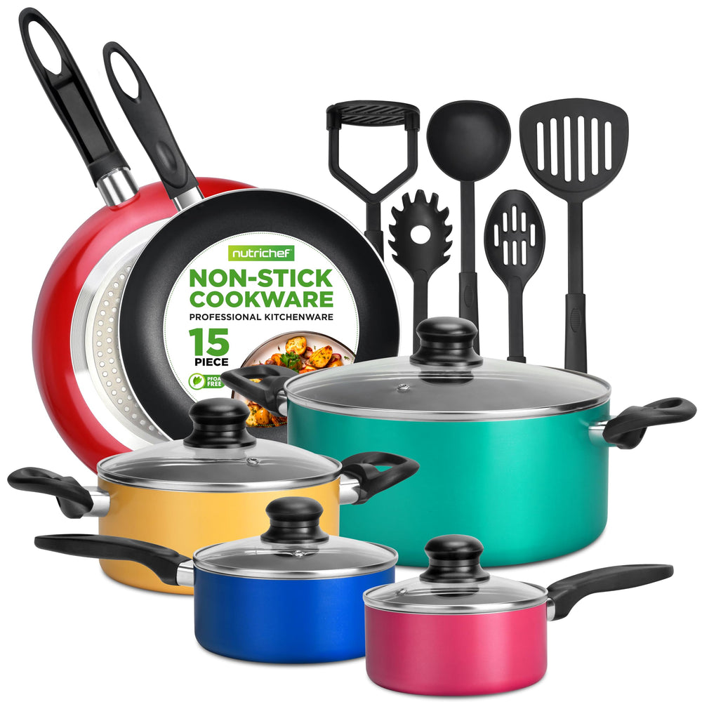 NutriChef vue face du set 15 pièces ergonomique et gain de place