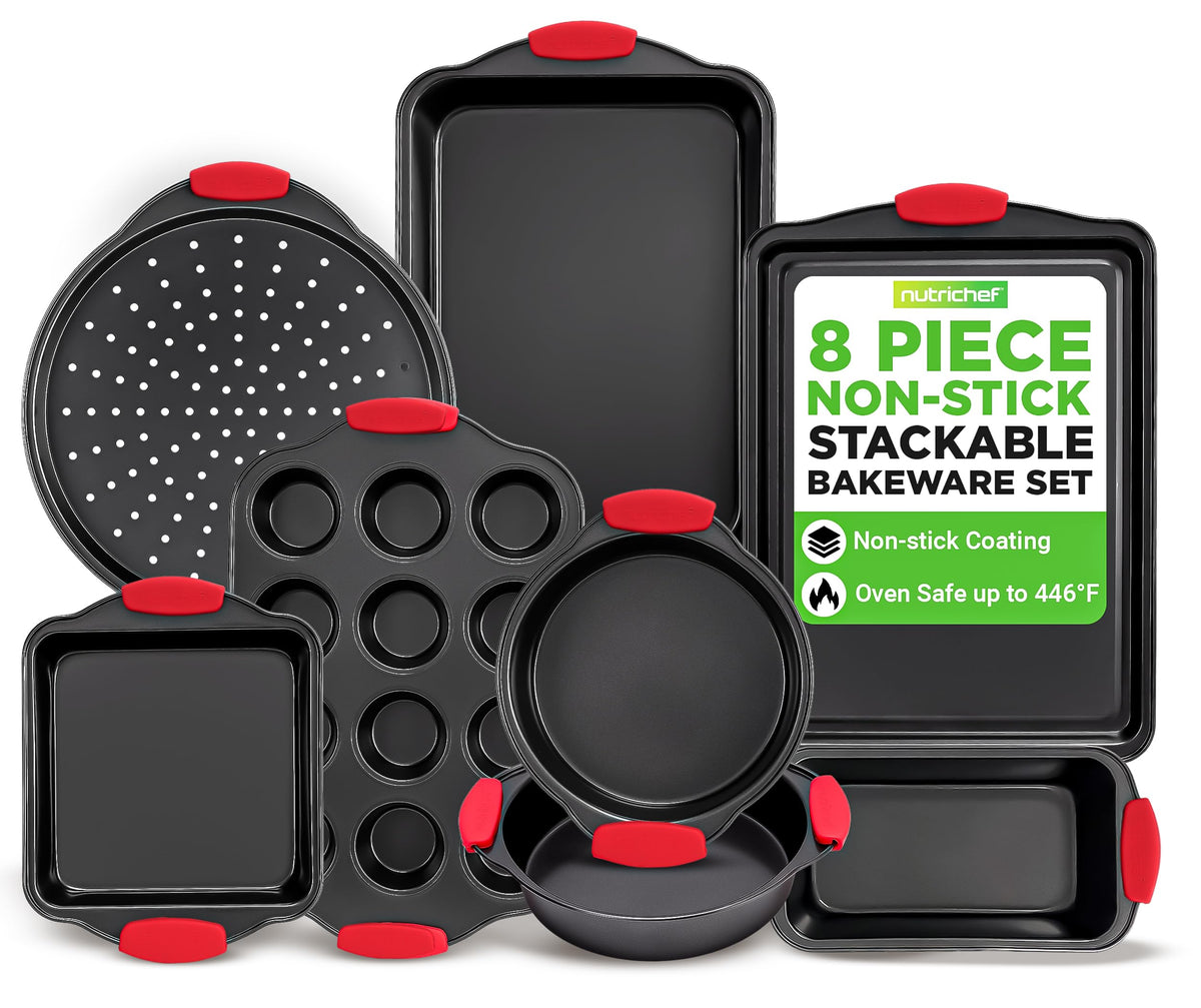NutriChef ensemble 8 pièces vue avant montrant variété et qualité