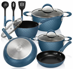 NutriChef ensemble face bleu royal montrant toutes pièces et design élégant