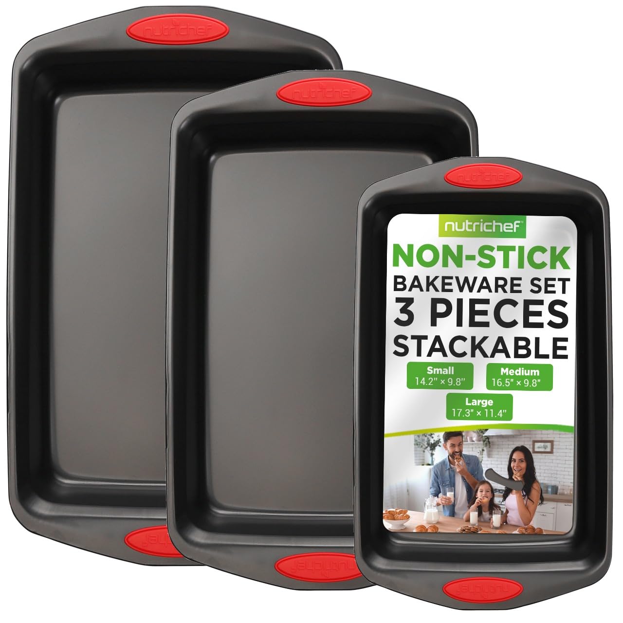 NutriChef ensemble trois plaques face montrant finition professionnelle et gain de temps