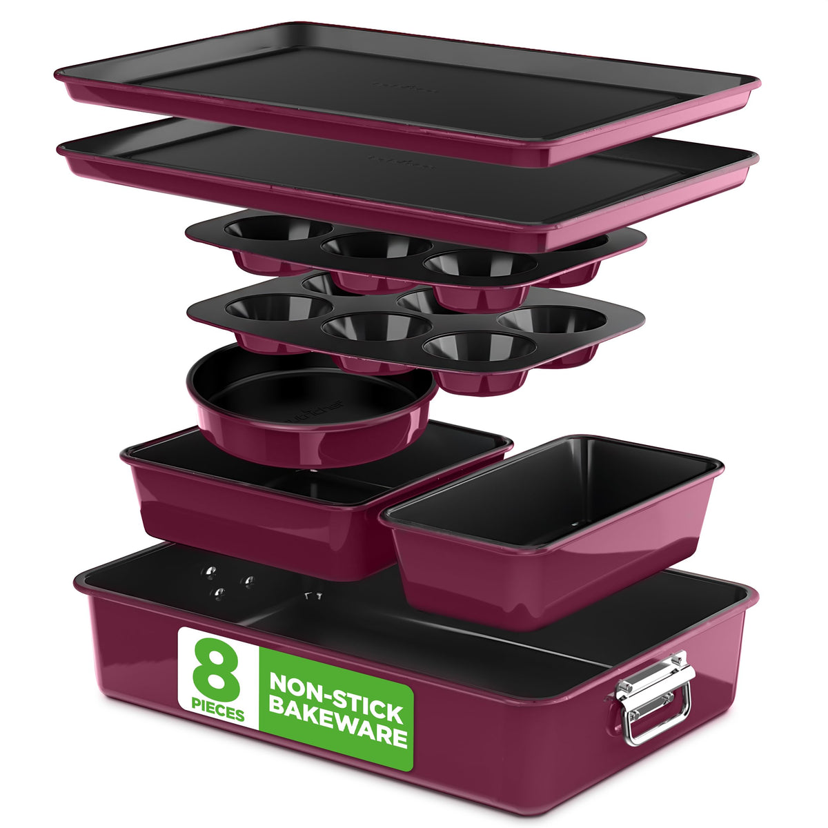 NutriChef vue avant du coffret plum montrant toutes les pièces et polyvalence