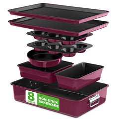 NutriChef vue avant du coffret plum montrant toutes les pièces et polyvalence
