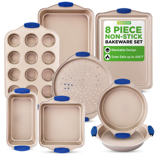 NutriChef ensemble 8 pièces présentant rangement empilable et polyvalence