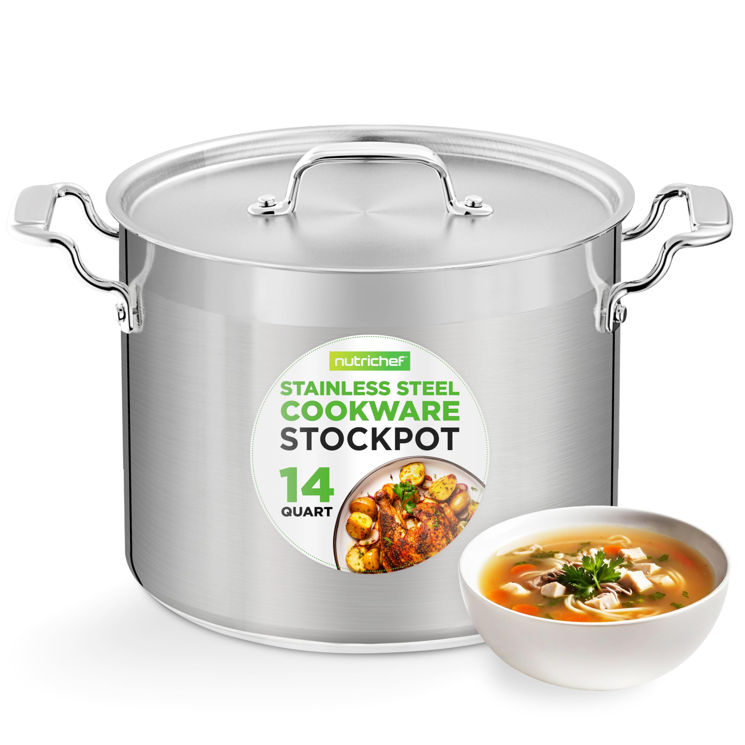 NutriChef faitout face avant montrant capacité et silhouette pour cuisiner grandes portions