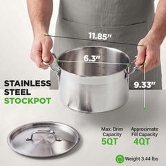 NutriChef gros plan de l'intérieur inox 18/8 montrant la surface non réactive