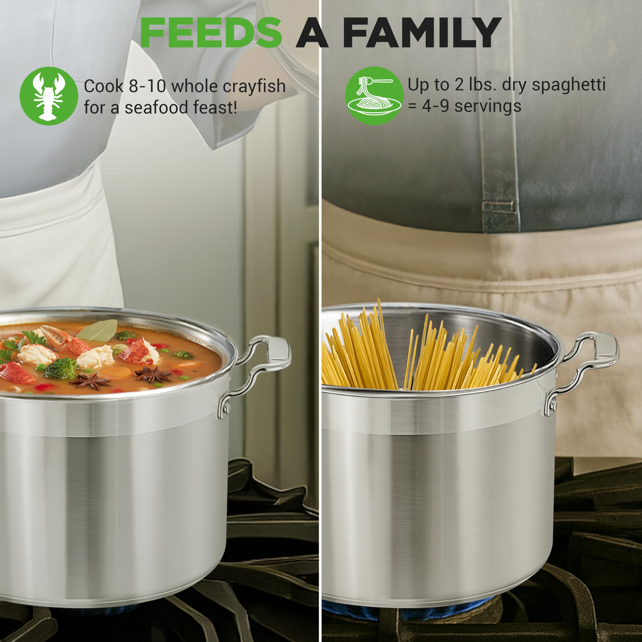 NutriChef intérieur inox 18/8 pour cuisson non réactive et saine