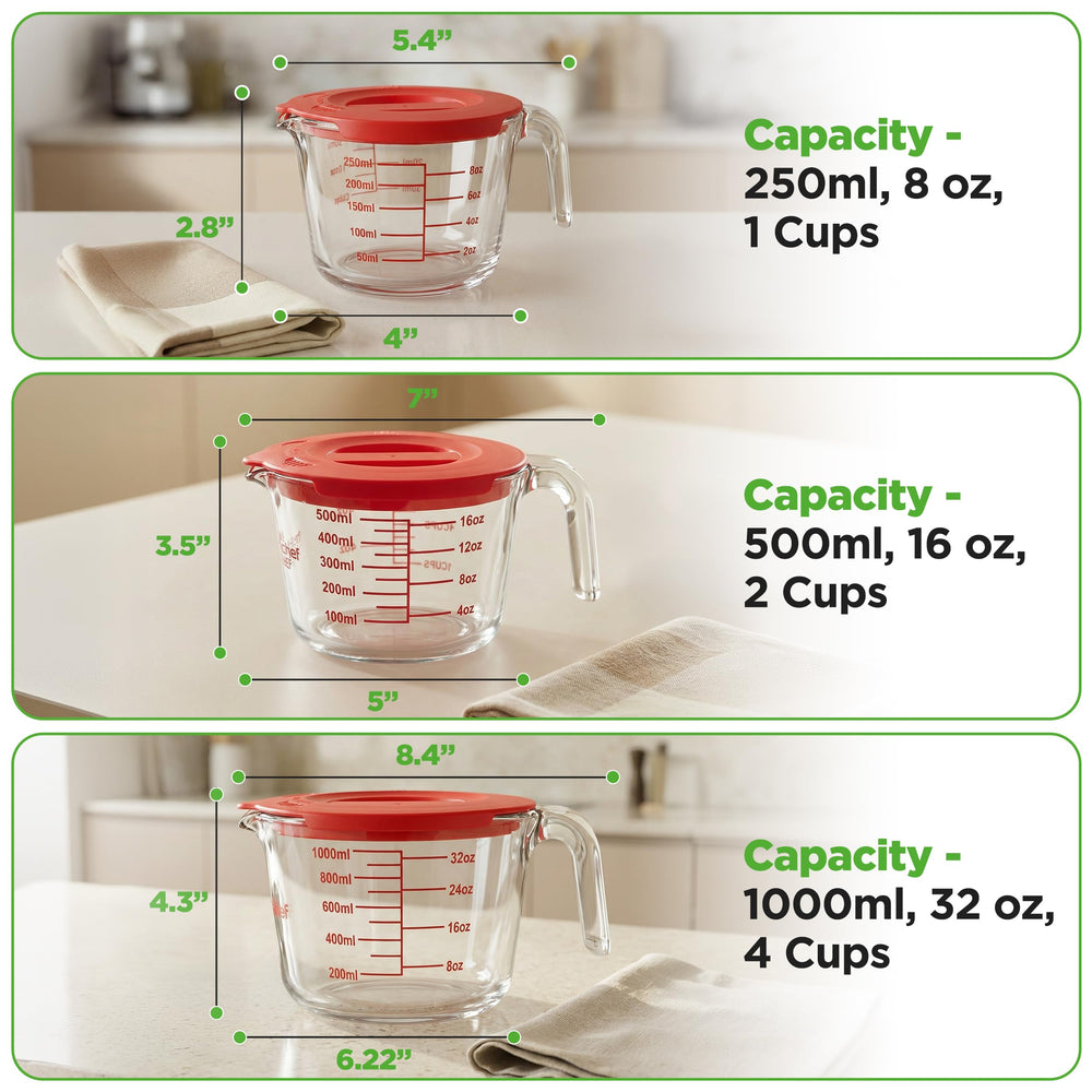 NutriChef cup à l’échelle avec main, indication claire des volumes