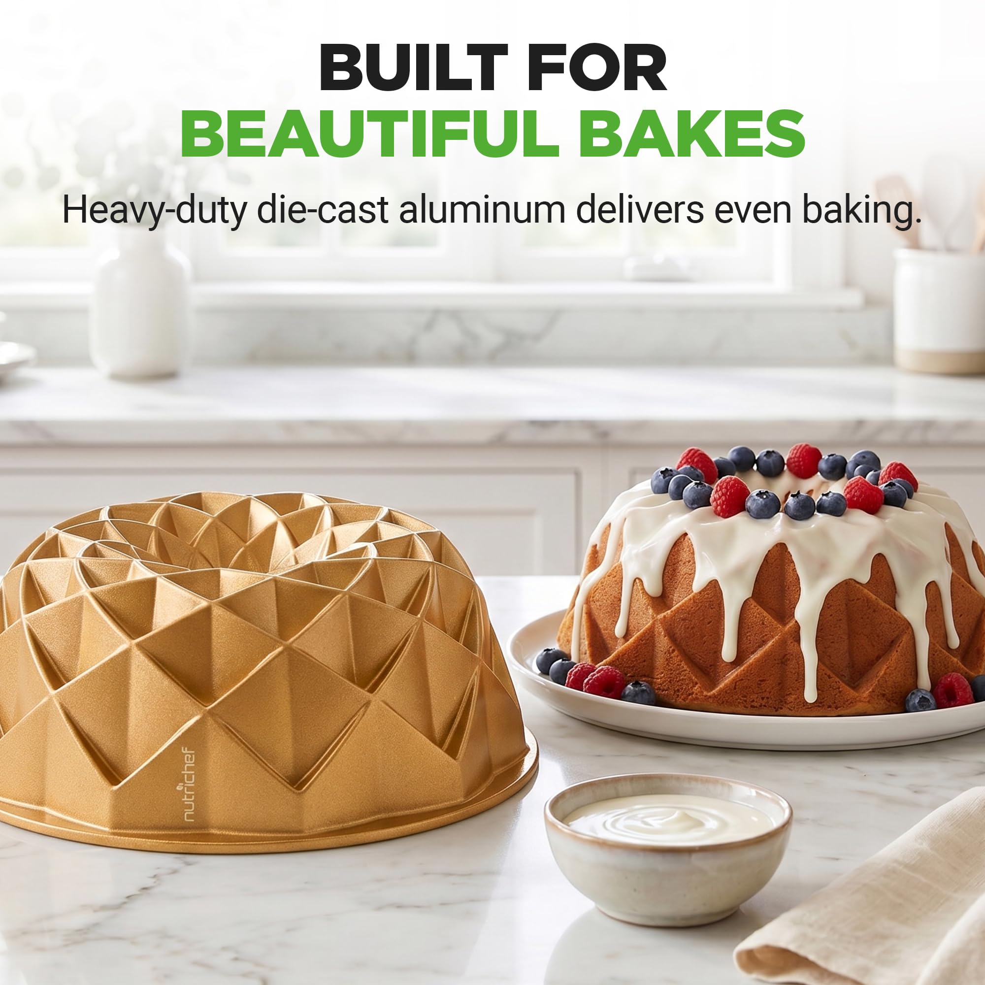NutriChef gâteau démoulé du moule, surface lisse et démoulage facile