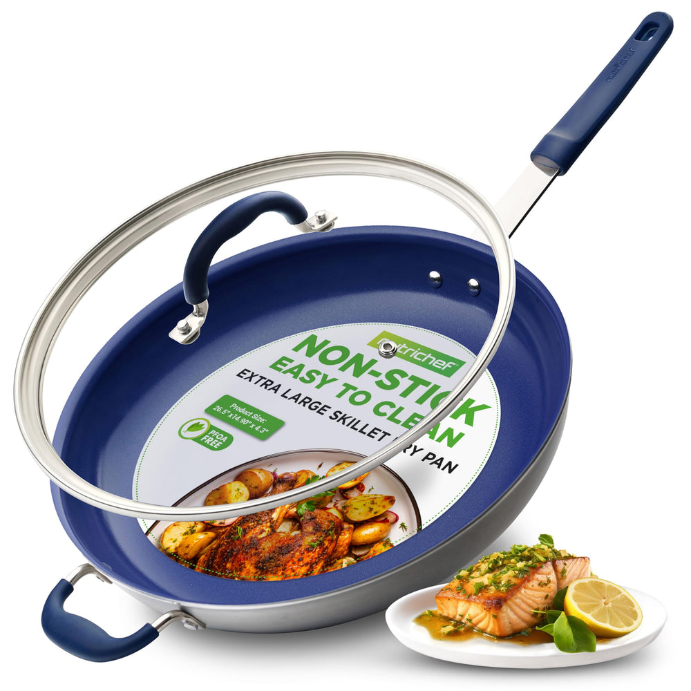 NutriChef face avant de la poêle 14" montrant la forme et la finition moderne