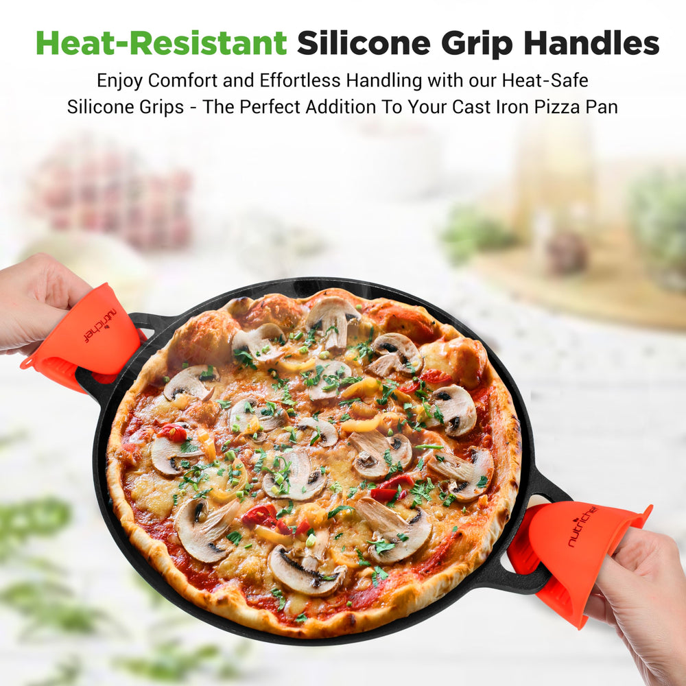 NutriChef poignées avec manchons silicone orange en place offrant prise sûre et protection thermique