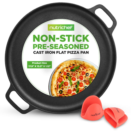 NutriChef vue face avant de la poêle en fonte montrant la taille et les poignées — robustesse pratique