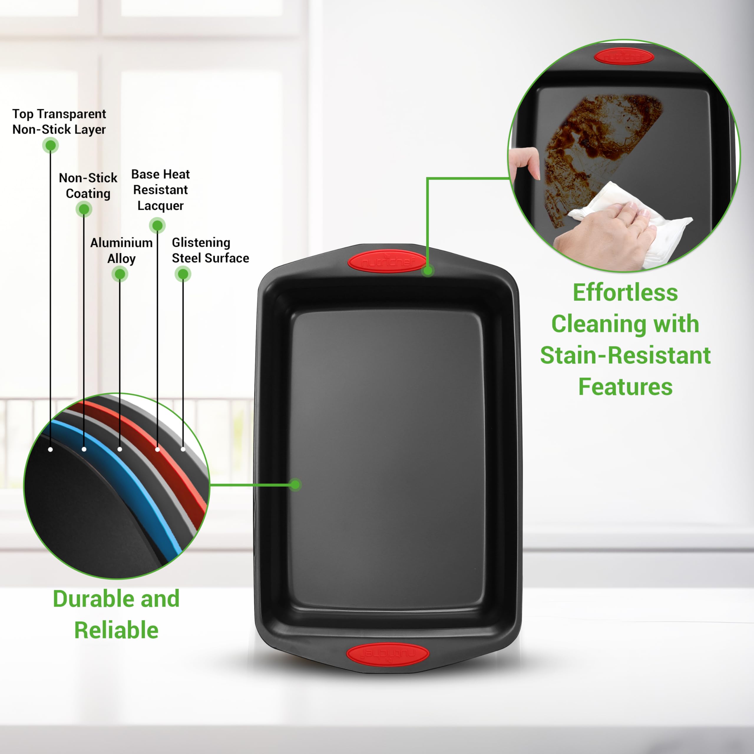 NutriChef plaques au four avec biscuits pour cuisson uniforme et dorure