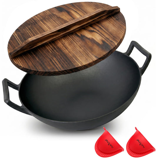 NutriChef wok vue avant montrant la forme large et la finition durable