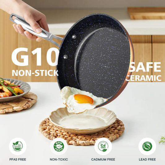 Nuwave gros plan revêtement Duralon Blue durable et antiadhésif
