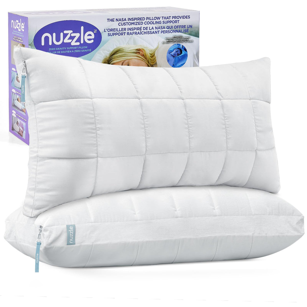Nuzzle oreiller king face avant élégant, démontre un emballage prêt à offrir