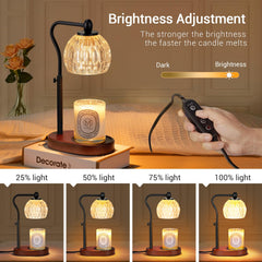 NVRGIUP lampe chauffe-cire gros plan sur le variateur pour un contrôle précis de la lumière