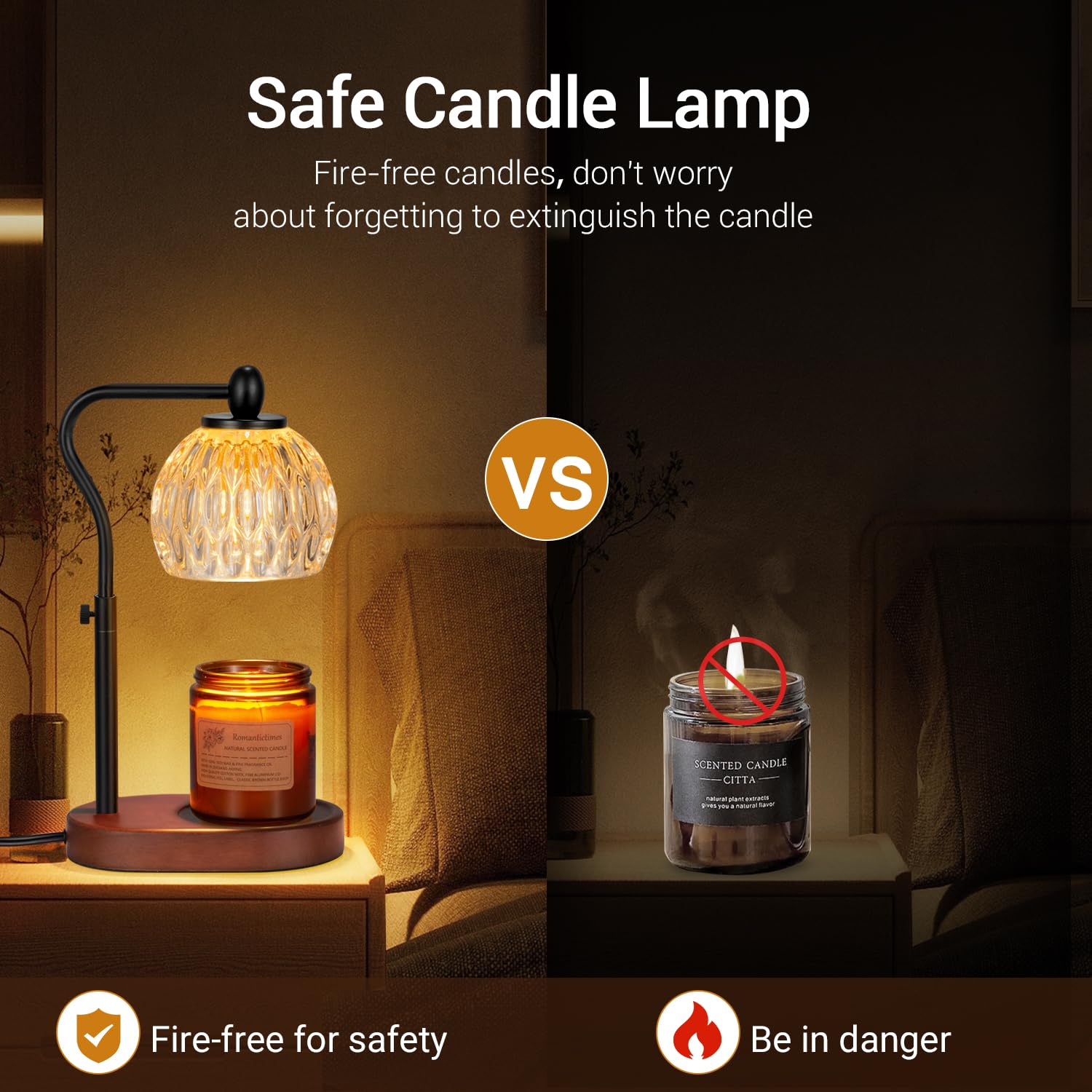 NVRGIUP lampe chauffe-cire démonstration de la hauteur ajustable pour différentes tailles de bougie