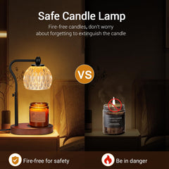 NVRGIUP lampe chauffe-cire démonstration de la hauteur ajustable pour différentes tailles de bougie