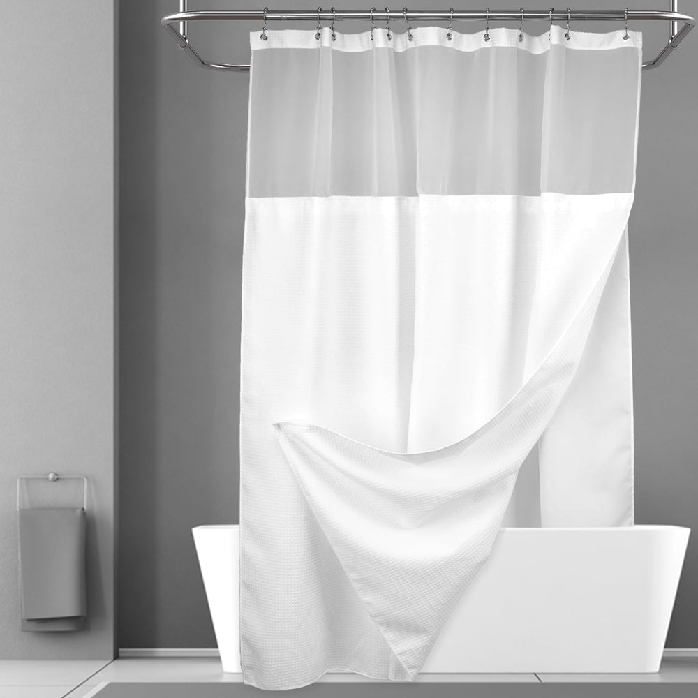 N&Y HOME rideau de douche blanc en situation prêt à poser offrant un style hôtelier